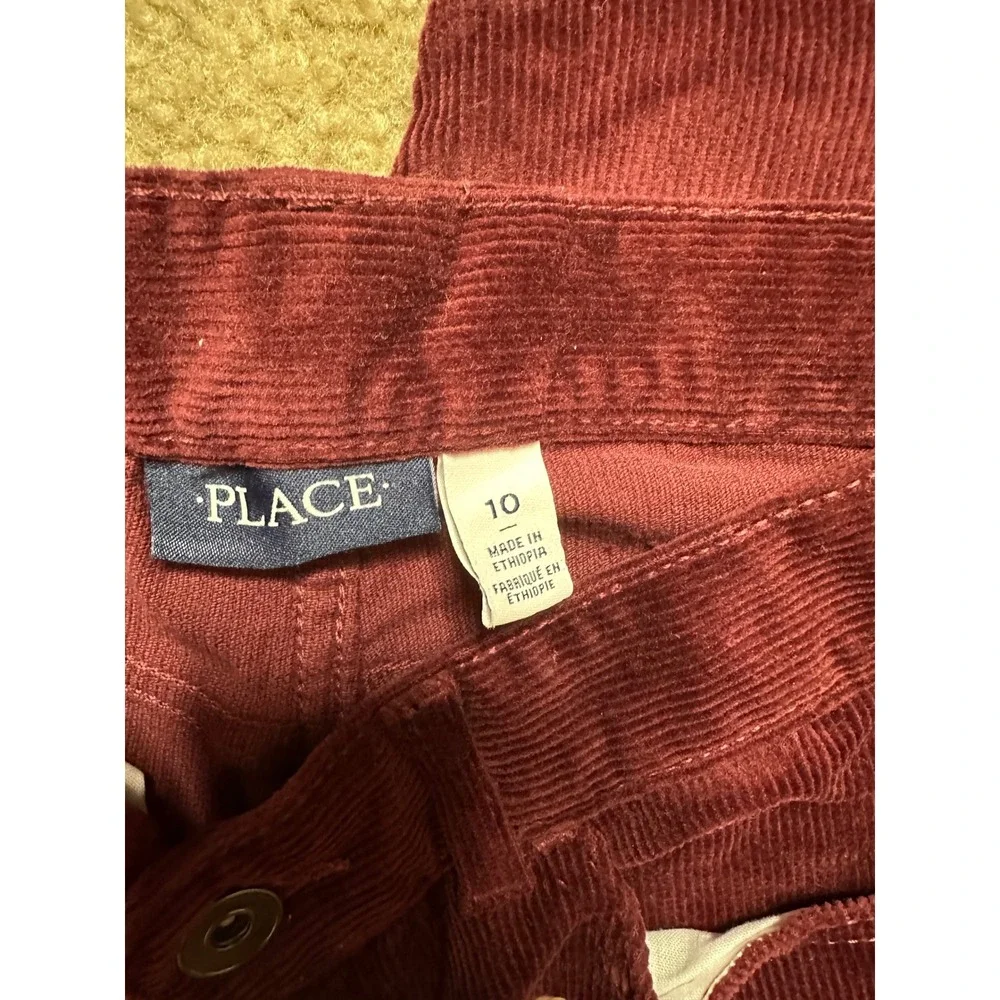 The Childrens Place Corduroy Pants Kids Size 10 Redwood Burgundy‎ NWT Fine Wale